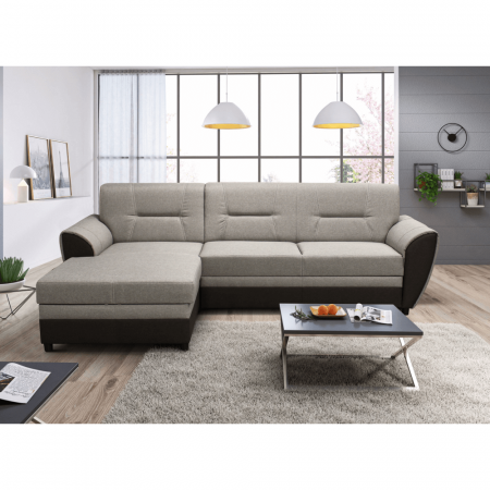 Set canapea extensibilă, maro/gri-bej taupe, stânga, SEVARD ROH [4]