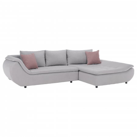 Coltare/canapele in L - Set canapea, gri deschis / roz pudră, material textil, dreapta, BRATO