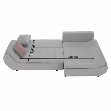 Set canapea, gri deschis / roz pudră, material textil, dreapta, BRATO [28]