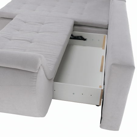 Set canapea, gri deschis / roz pudră, material textil, stânga, BRATO [8]