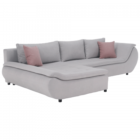 Set canapea, gri deschis / roz pudră, material textil, stânga, BRATO [15]