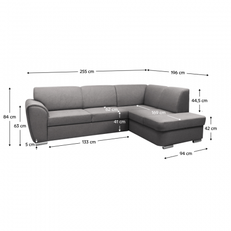 Set canapea, gri, dreapta, KENAI ROH [1]