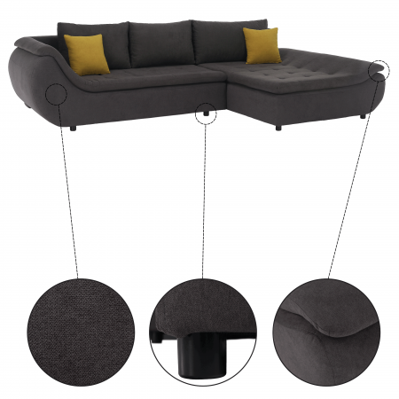 Set canapea, gri-maro / portocaliu, material textil, dreapta, BRATO [26]
