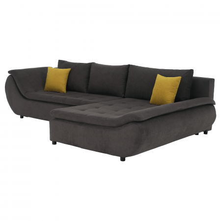 Set canapea, gri-maro / portocaliu, material textil, dreapta, BRATO [2]
