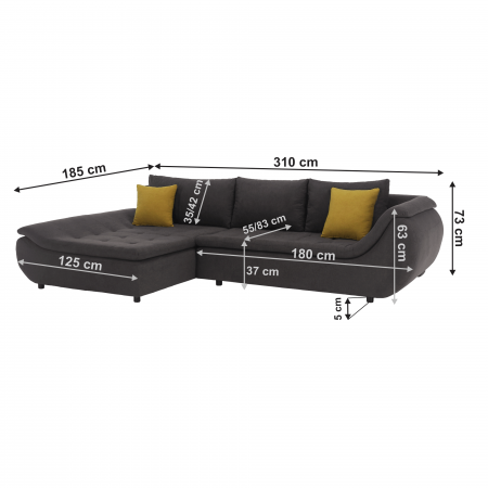 Set canapea, gri-maro / portocaliu, material textil, stânga, BRATO [24]