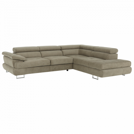 Coltare/canapele in L - Set canapea, maro deschis melanj, material textil, dreapta, BUTON P