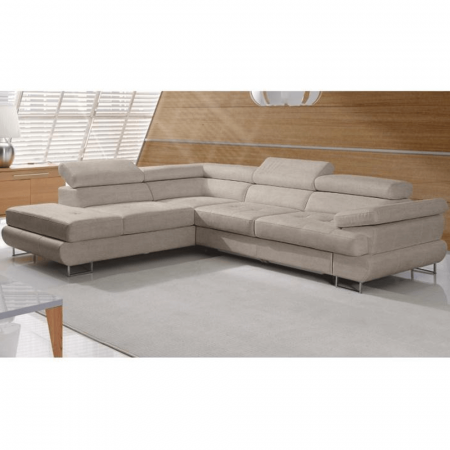 Set canapea, maro deschis melanj, material textil, stânga, BUTON P [2]