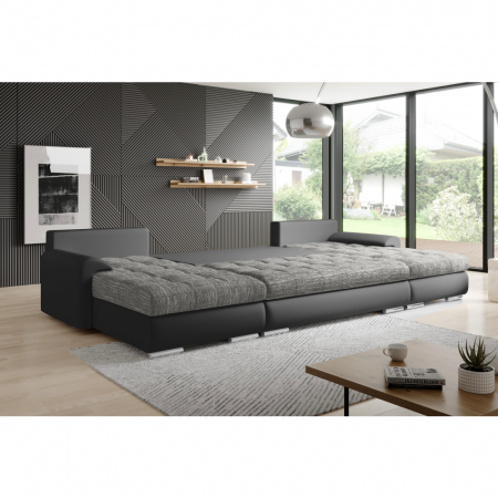 Set canapea universal, piele ecologică negru/melir gri, TOLITA U UNI [4]