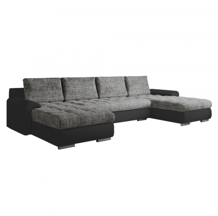 Coltare/canapele in L - Set canapea universal, piele ecologică negru/melir gri, TOLITA U UNI