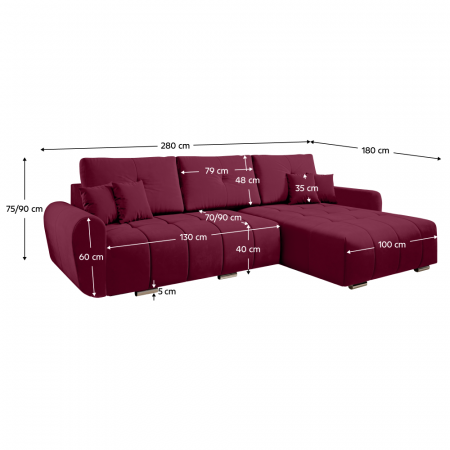 Set canapea universală, burgundy, LONGA ROH [5]