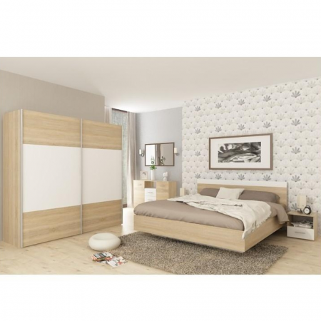 Seturi dormitoare complete - Set complet dormitor (pat 160x200 cm), stejar, sonoma/alb GABRIELA NEW