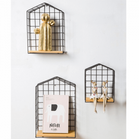 Set de 3 rafturi, natural/negru, AZURI [10]
