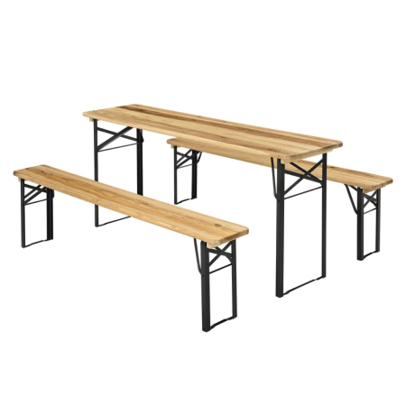 Set de bere 1+2, lemn/metal, natural/negru, LORIS [2]