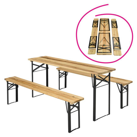 Seturi de gradina - Set de bere 1+2, lemn/metal, natural/negru, LORIS