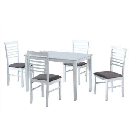 Seturi masa +scaune dining - Set de bucătărie, MDF alb/textil gri, BRISBO 1+4