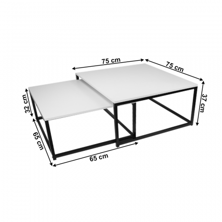 Set de două măsuţe de cafea, alb mat/negru, KASTLER NEW TYP 1 [3]