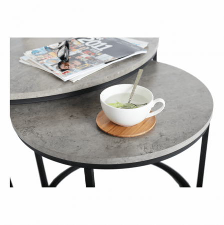 Set de două mese de cafea, beton / negru, IKLIN [5]