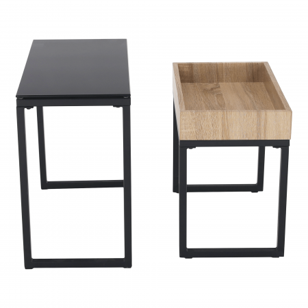 Set de două mese de cafea, stejar / negru, DAGOR [11]