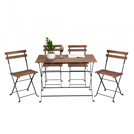 Seturi de gradina - Set de grădină 1+4, acacia / negru, SEDAN TIP 2