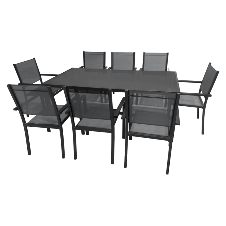 Set de grădină din 9 piese, gri/negru, aluminiu, KESIOS [2]