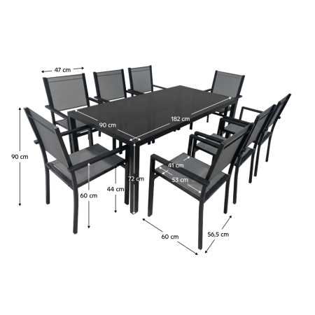 Set de grădină din 9 piese, gri/negru, aluminiu, KESIOS [8]