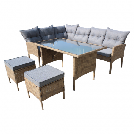 Seturi de gradina - Set de grădină din ratan, culoare naturală / gri deschis, RANDI