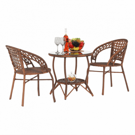 Set de grădină din rattan  1 + 2, maro, JARUB [14]