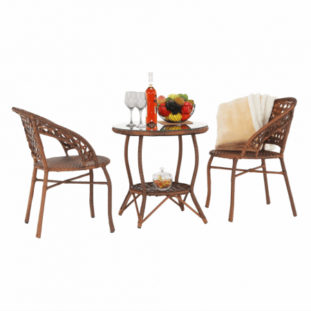 Set de grădină din rattan  1 + 2, maro, JARUB [15]