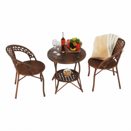 Set de grădină din rattan  1 + 2, maro, JARUB [12]
