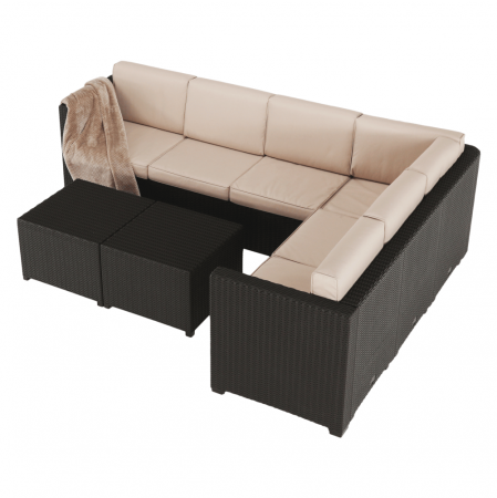Set de grădină din rattan, 3 piese, maro/bej, RODEN [15]