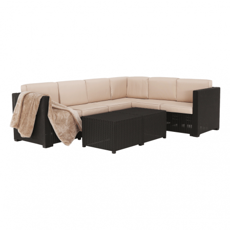 Set de grădină din rattan, 3 piese, maro/bej, RODEN [21]