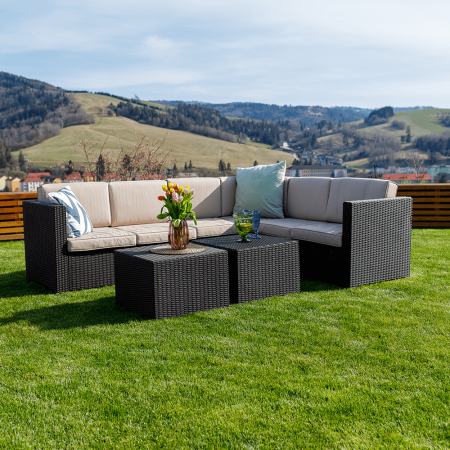 Set de grădină din rattan, 3 piese, maro/bej, RODEN [31]