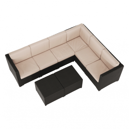 Set de grădină din rattan, 3 piese, maro/bej, RODEN [14]