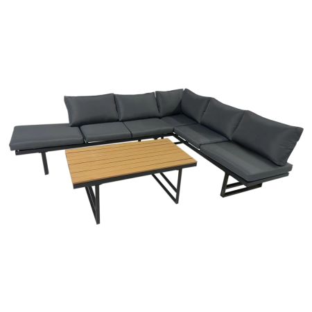 Set de grădină, negru/gri închis/natural, ILARIA [1]