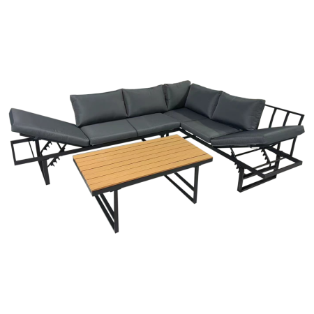 Seturi de gradina - Set de grădină, negru/gri închis/natural, ILARIA