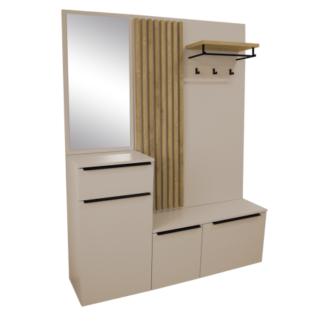 Mobilier Hol/Cuiere - Set de hol, caşmir mat/stejar artisan, ALIVA V1