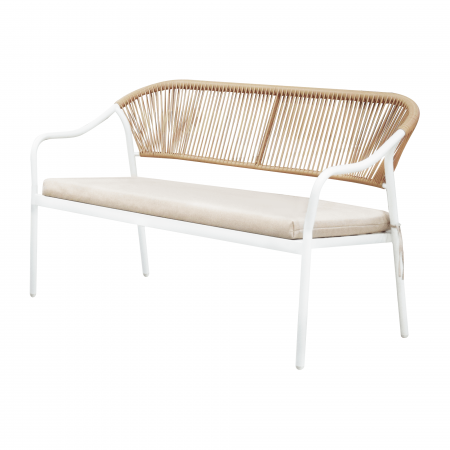 Set de mobilier de grădină din ratan, 4 piese, alb/bej, PALNY [5]