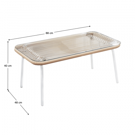 Set de mobilier de grădină din ratan, 4 piese, alb/bej, PALNY [2]