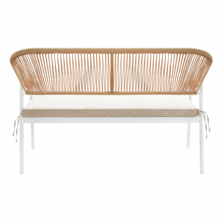 Set de mobilier de grădină din ratan, 4 piese, alb/bej, PALNY [6]