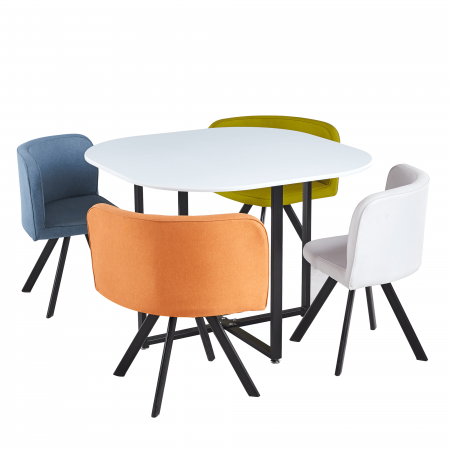 Seturi masa +scaune dining - Set de mobilier dining 1+4, alb/culori mixte, BEVIS NEW