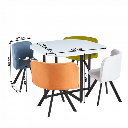 Set de mobilier dining 1+4, alb/culori mixte, BEVIS NEW [2]