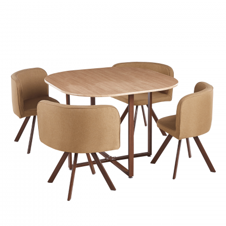 Seturi masa +scaune dining - Set de mobilier dining 1+4, maro deschis/natural, BEVIS NEW