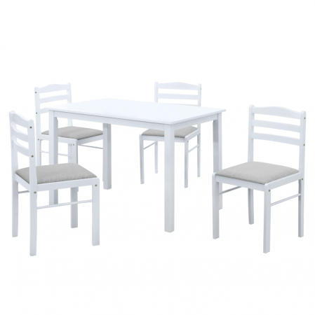 Seturi masa +scaune dining - Set de sufragerie 1+4, alb/gri bej, SOMIN