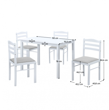 Set de sufragerie 1+4, alb/gri bej, SOMIN [11]