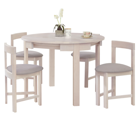 Set de sufragerie 1+4, lemn masiv, alb model lemn /gri-bej, DOMIO [0]