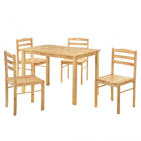 Seturi masa +scaune dining - Set de sufragerie 1+4, lemn masiv, natural, LOAK