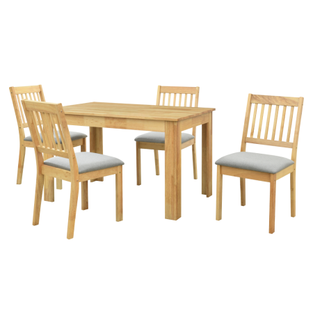Seturi masa +scaune dining - Set de sufragerie 1+4, lemn masiv, natural, TEDRO