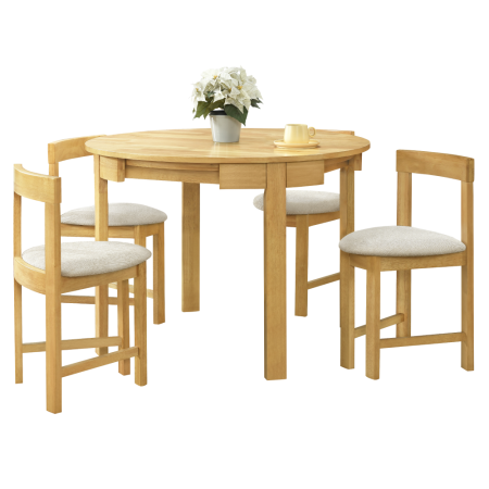 Seturi masa +scaune dining - Set de sufragerie 1+4, lemn masiv, stejar deschis /bej, DOMIO