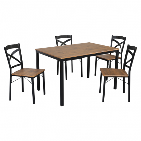 Seturi masa +scaune dining - Set de sufragerie 1+4, stejar închis/negru, HAIM