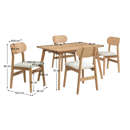 Set de sufragerie 1+4, stejar natural/bej, FALEN [3]